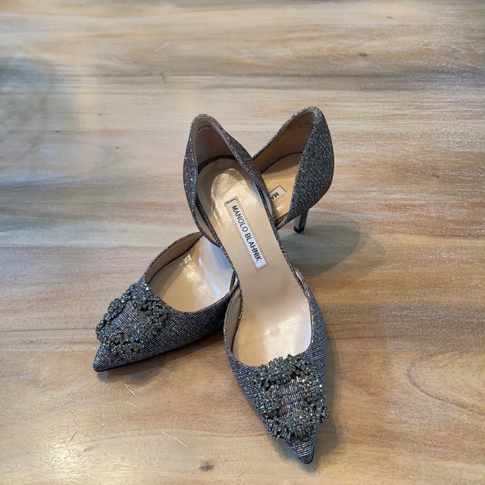 Manolo Blahnik Hangisi 105 Embellish Shimmer Pumps